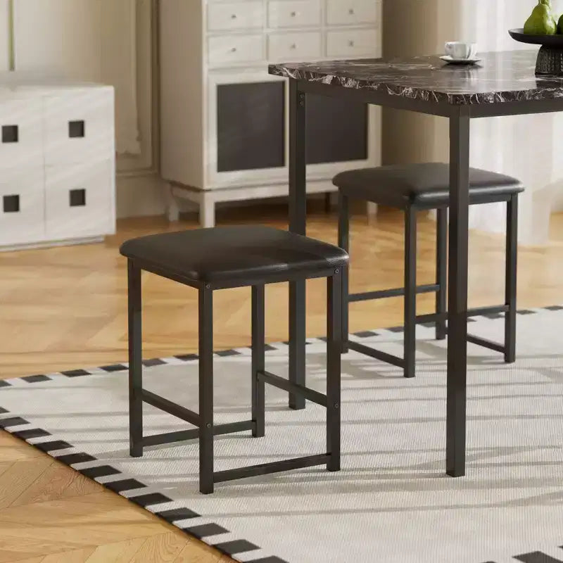 Ensemble Table et Chaises de Cuisine VECELO pour 4, Ensemble Salle à Manger avec Chaises/Tabourets en PU, Cadre Robuste pour Petits Espaces, Marron/Noir