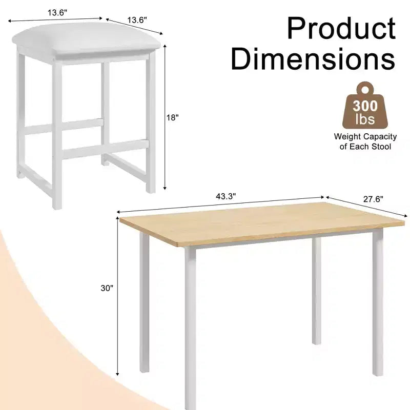 Ensemble Table et Chaises de Cuisine VECELO pour 4, Ensemble Salle à Manger avec Chaises/Tabourets en PU, Cadre Robuste pour Petits Espaces, Marron/Noir