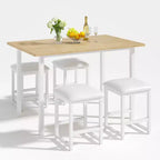 Ensemble Table et Chaises de Cuisine VECELO pour 4, Ensemble Salle à Manger avec Chaises/Tabourets en PU, Cadre Robuste pour Petits Espaces, Marron/Noir