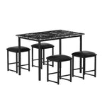 Ensemble Table et Chaises de Cuisine VECELO pour 4, Ensemble Salle à Manger avec Chaises/Tabourets en PU, Cadre Robuste pour Petits Espaces, Marron/Noir
