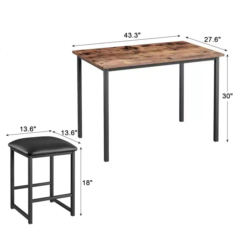 Ensemble Table et Chaises de Cuisine VECELO pour 4, Ensemble Salle à Manger avec Chaises/Tabourets en PU, Cadre Robuste pour Petits Espaces, Marron/Noir