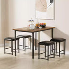 Ensemble Table et Chaises de Cuisine VECELO pour 4, Ensemble Salle à Manger avec Chaises/Tabourets en PU, Cadre Robuste pour Petits Espaces, Marron/Noir