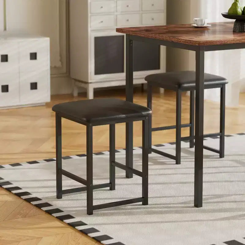 Ensemble Table et Chaises de Cuisine VECELO pour 4, Ensemble Salle à Manger avec Chaises/Tabourets en PU, Cadre Robuste pour Petits Espaces, Marron/Noir