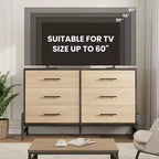 Commode large de 52 po, commode de chambre à 6 tiroirs, coffre de rangement en bois, armoire à 6 tiroirs, pour salon, chambre, entrée
