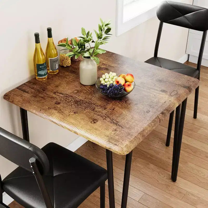 Table et chaises de cuisine pour 2 personnes, ensemble de table à manger petite et carrée avec 2 chaises rembourrées