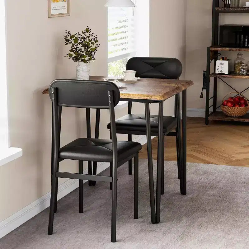 Table et chaises de cuisine pour 2 personnes, ensemble de table à manger petite et carrée avec 2 chaises rembourrées