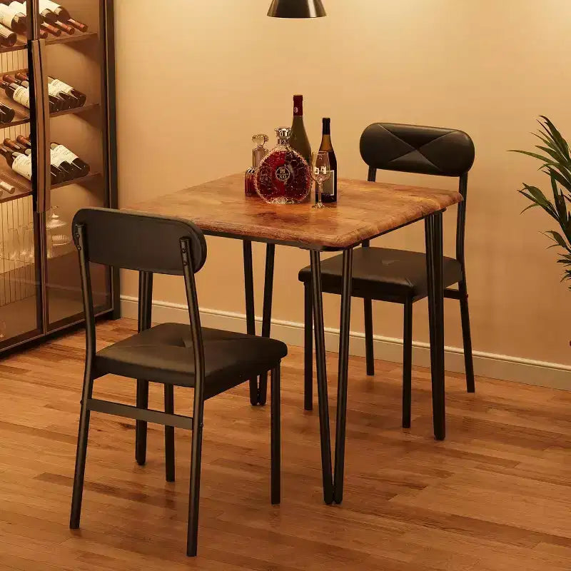 Table et chaises de cuisine pour 2 personnes, ensemble de table à manger petite et carrée avec 2 chaises rembourrées