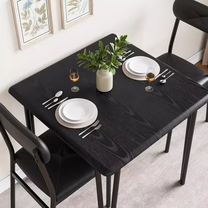 Table et chaises de cuisine pour 2 personnes, ensemble de table à manger petite et carrée avec 2 chaises rembourrées
