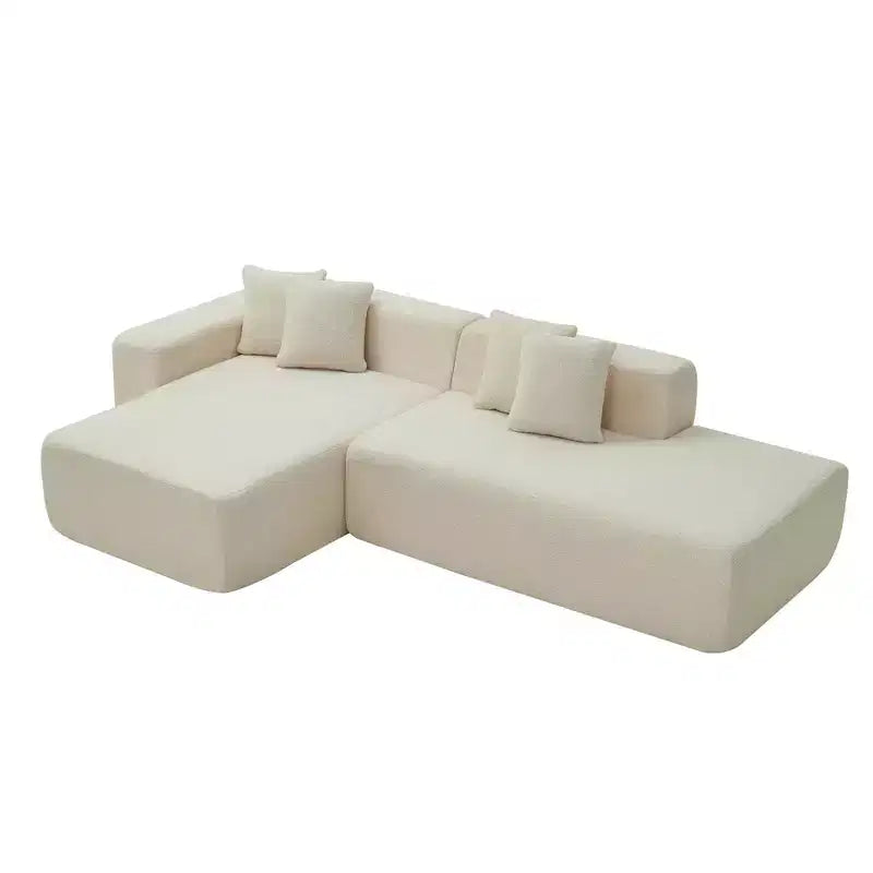 MAYEERTY Canapé sectionnel modulaire en tissu agneau à 5 places en forme de L avec méridienne pour chambre et appartement