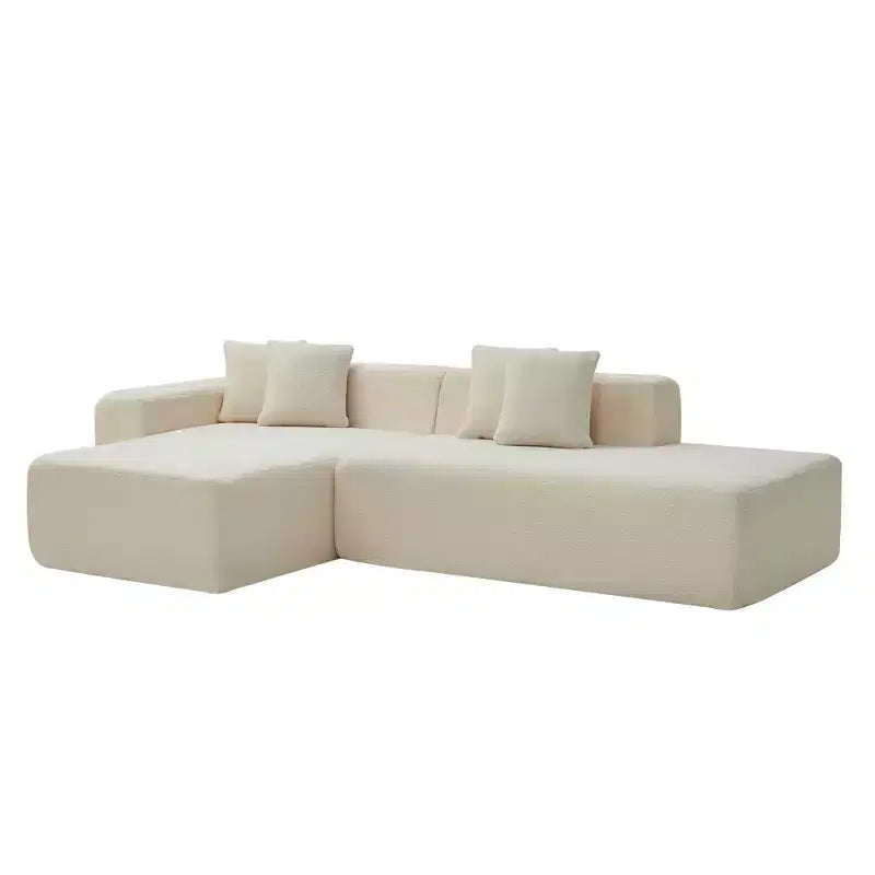 MAYEERTY Canapé sectionnel modulaire en tissu agneau à 5 places en forme de L avec méridienne pour chambre et appartement