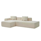 MAYEERTY Canapé sectionnel modulaire en tissu agneau à 5 places en forme de L avec méridienne pour chambre et appartement