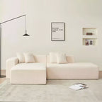 MAYEERTY Canapé sectionnel modulaire en tissu agneau à 5 places en forme de L avec méridienne pour chambre et appartement