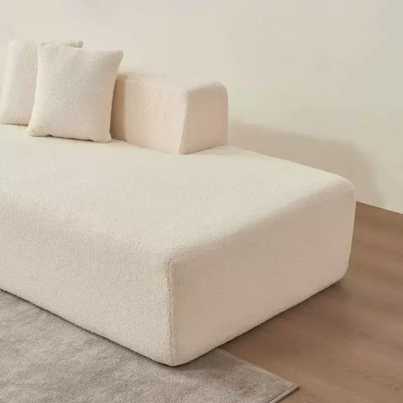 MAYEERTY Canapé sectionnel modulaire en tissu agneau à 5 places en forme de L avec méridienne pour chambre et appartement