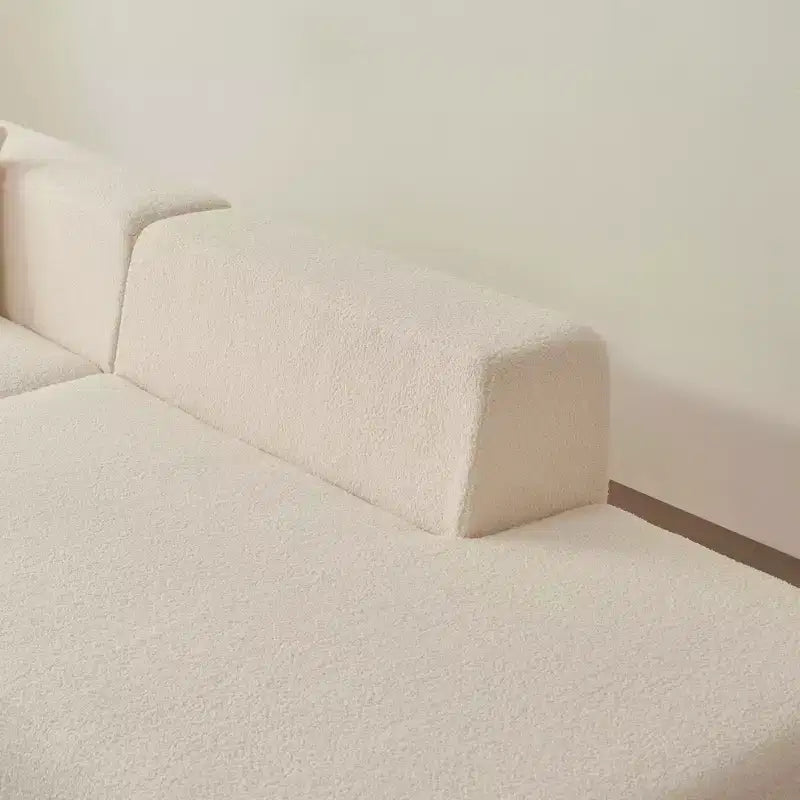 MAYEERTY Canapé sectionnel modulaire en tissu agneau à 5 places en forme de L avec méridienne pour chambre et appartement