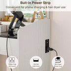 Coiffeuse Miroir avec Station & Tabouret - Ensemble Maquillage 2 Tiroirs pour Filles et Femmes