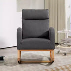 Chaise berçante pour chambre de bébé - Fauteuil à bascule, Rembourré avec pieds en bois de caoutchouc, Dossier haut confortable, Poches latérales, Fauteuil à bascule pour salon