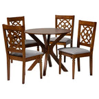 Ensemble de salle à manger 5 pièces Baxton Studio Sadie moderne en bois gris et noyer marron