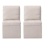 WestinTrends Soho Modern Upholstered Chenille Armless Dining Chairs With Casters (Set of 2), Taupe