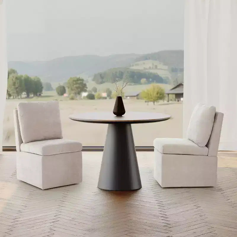 Chaises de salle à manger sans accoudoirs WestinTrends Soho Modern en chenille rembourrée avec roulettes (lot de 2), Taupe