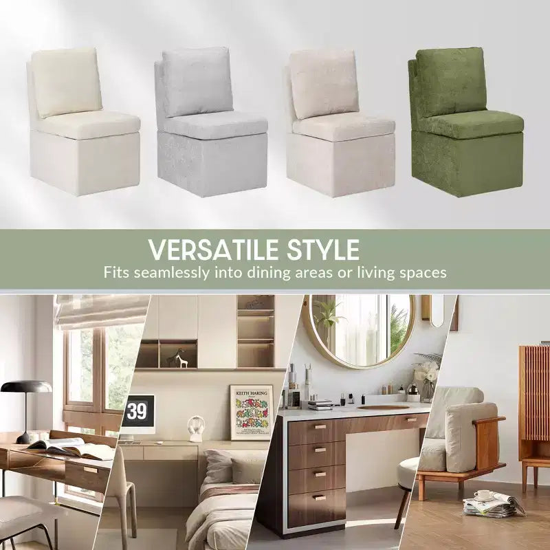 Chaises de salle à manger sans accoudoirs WestinTrends Soho Modern en chenille rembourrée avec roulettes (lot de 2), Taupe