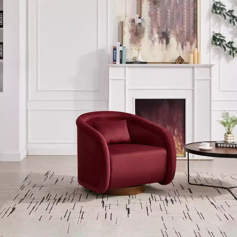 GDFStudio Jeremy Fauteuil pivotant moderne 30 en bois d'hévéa et tissu