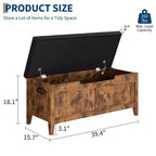 TROPOW Coffre de rangement, Banc de rangement avec coussin d'assise, 2 charnières de sécurité, Banc à chaussures, Organisateur de rangement en bois, Montage facile