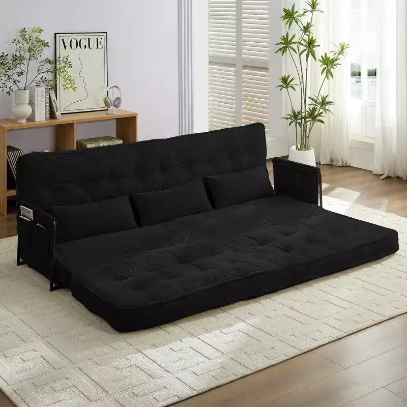 Mjkone Canapé futon pliant multifonctionnel Lit de sol Canapé 3 places paresseux avec oreillers, dossier réglable sur 6 positions