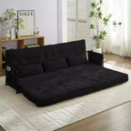 Mjkone Canapé futon pliant multifonctionnel Lit de sol Canapé 3 places paresseux avec oreillers, dossier réglable sur 6 positions