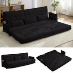 Mjkone Canapé futon pliant multifonctionnel Lit de sol Canapé 3 places paresseux avec oreillers, dossier réglable sur 6 positions