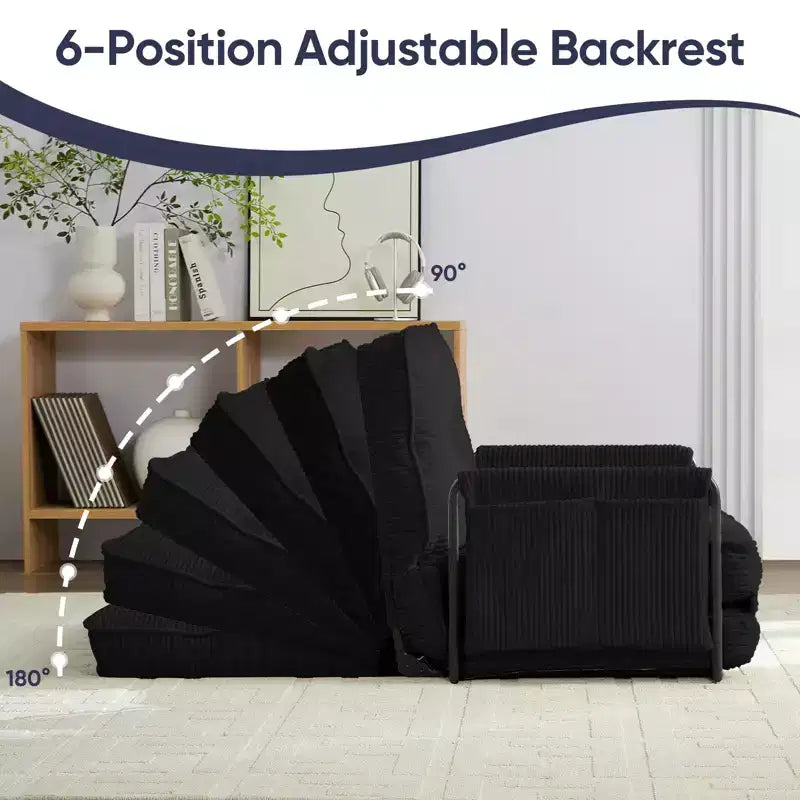Mjkone Canapé futon pliant multifonctionnel Lit de sol Canapé 3 places paresseux avec oreillers, dossier réglable sur 6 positions