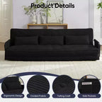 Mjkone Canapé futon pliant multifonctionnel Lit de sol Canapé 3 places paresseux avec oreillers, dossier réglable sur 6 positions