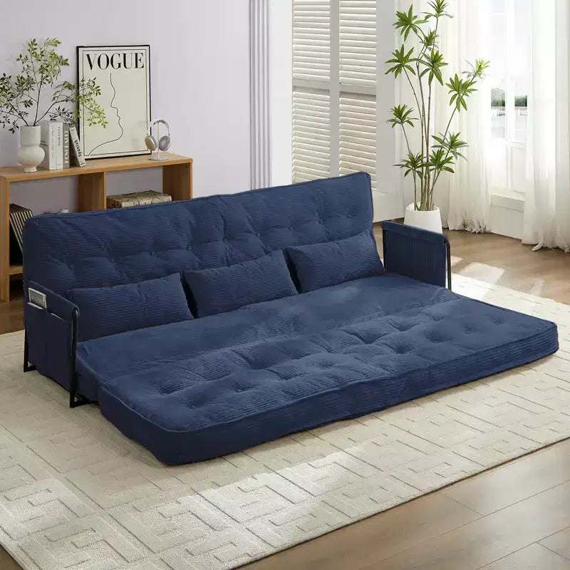 Mjkone Canapé futon pliant multifonctionnel Lit de sol Canapé 3 places paresseux avec oreillers, dossier réglable sur 6 positions