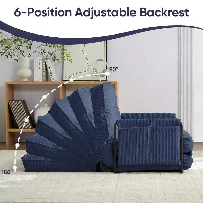 Mjkone Canapé futon pliant multifonctionnel Lit de sol Canapé 3 places paresseux avec oreillers, dossier réglable sur 6 positions