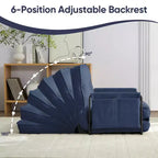 Mjkone Canapé futon pliant multifonctionnel Lit de sol Canapé 3 places paresseux avec oreillers, dossier réglable sur 6 positions