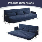 Mjkone Canapé futon pliant multifonctionnel Lit de sol Canapé 3 places paresseux avec oreillers, dossier réglable sur 6 positions