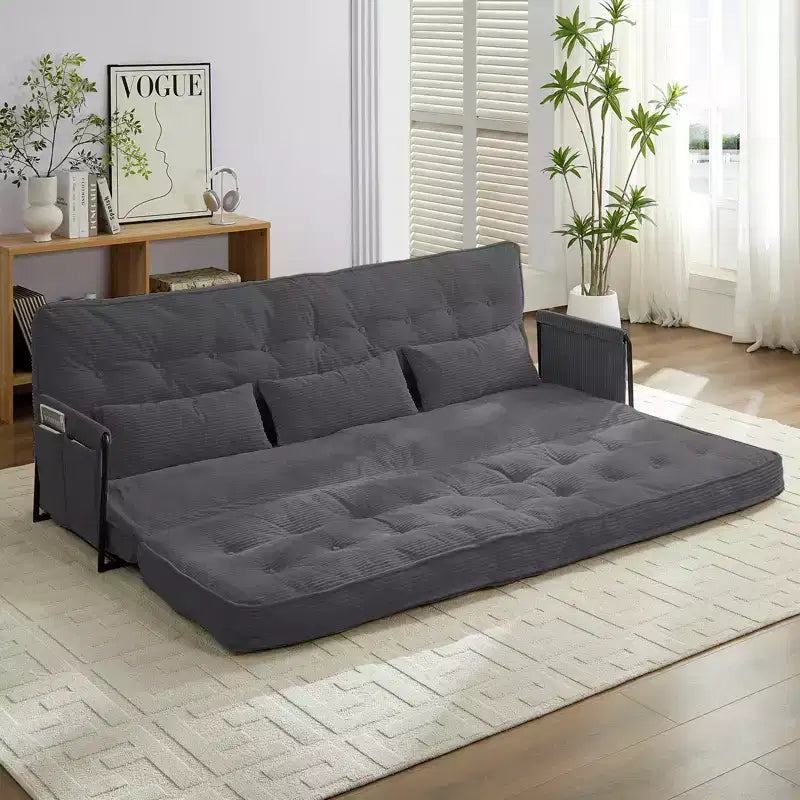Mjkone Canapé futon pliant multifonctionnel Lit de sol Canapé 3 places paresseux avec oreillers, dossier réglable sur 6 positions