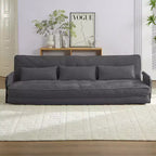 Mjkone Canapé futon pliant multifonctionnel Lit de sol Canapé 3 places paresseux avec oreillers, dossier réglable sur 6 positions