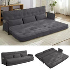 Mjkone Canapé futon pliant multifonctionnel Lit de sol Canapé 3 places paresseux avec oreillers, dossier réglable sur 6 positions