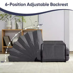 Mjkone Canapé futon pliant multifonctionnel Lit de sol Canapé 3 places paresseux avec oreillers, dossier réglable sur 6 positions