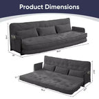 Mjkone Canapé futon pliant multifonctionnel Lit de sol Canapé 3 places paresseux avec oreillers, dossier réglable sur 6 positions