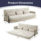 Mjkone Canapé futon pliant multifonctionnel Lit de sol Canapé 3 places paresseux avec oreillers, dossier réglable sur 6 positions
