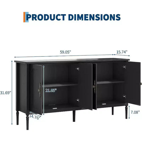 59 Inch Wide Buffet Cabinet, Kitchen Storage Cabinet, Wood Console Table, Coffee Bar Decorative Cabinet for Living Room Dining Room Entryway