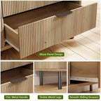 Commode 3 tiroirs GustoWave, commode de 71 cm de large avec dispositif anti-basculement, table de chevet haute en bois avec rangement et pieds en métal