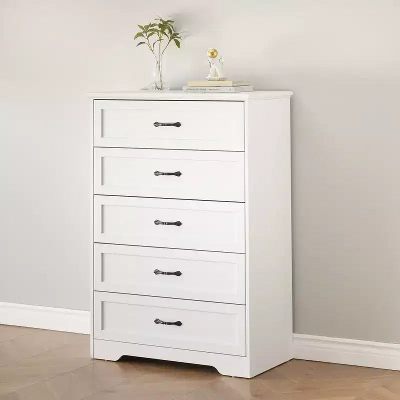 Simple Grey Five-Drawer Chest, YS Brand, Made of Oak, Large Capacity with Five Drawers, Suitable for Multiple Scenarios, Anti-Tip Safety