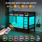 Lit superposé double Karl Home avec bande LED RGB et station de recharge