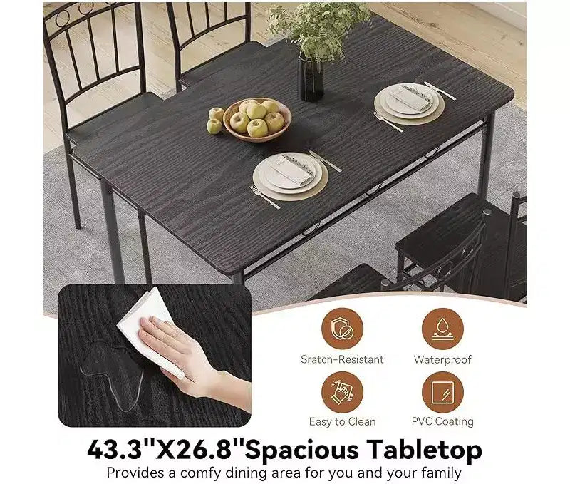 Ensemble de table à manger 4 places Dyonery Restaurant, ensemble de table à manger design, 4 chaises, ensemble de table à manger de cuisine peu encombrant, adapté aux petits espaces