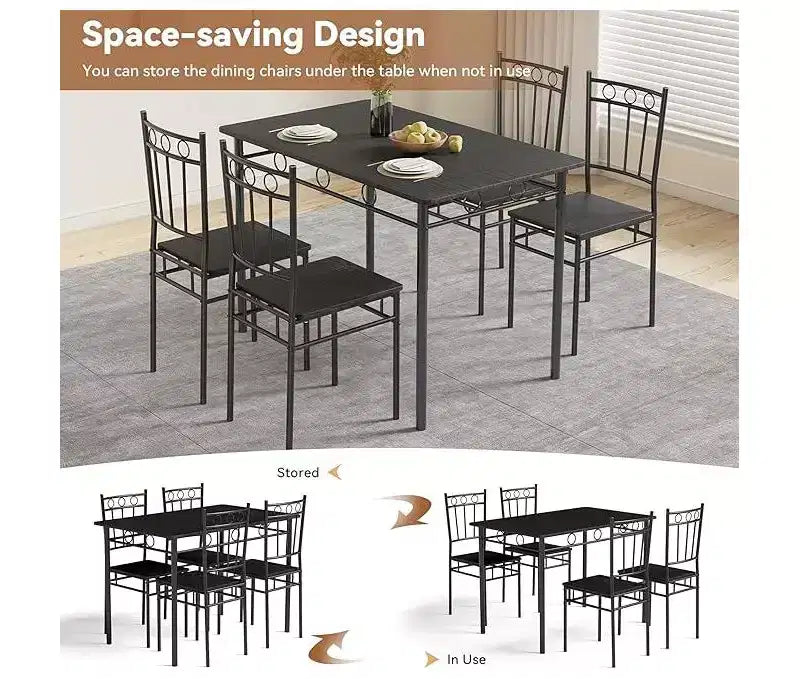 Ensemble de table à manger 4 places Dyonery Restaurant, ensemble de table à manger design, 4 chaises, ensemble de table à manger de cuisine peu encombrant, adapté aux petits espaces