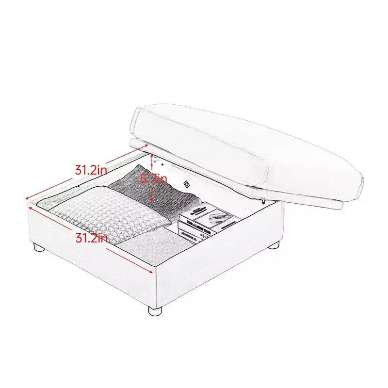 Canapé modulable avec rangement, dossier cylindrique et accoudoirs, assise profonde et confortable, durable et offrant un bon soutien pour le salon.