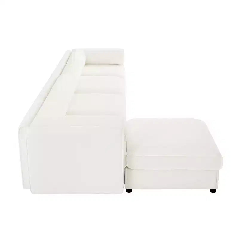 Canapé modulable avec rangement, dossier cylindrique et accoudoirs, assise profonde et confortable, durable et offrant un bon soutien pour le salon.