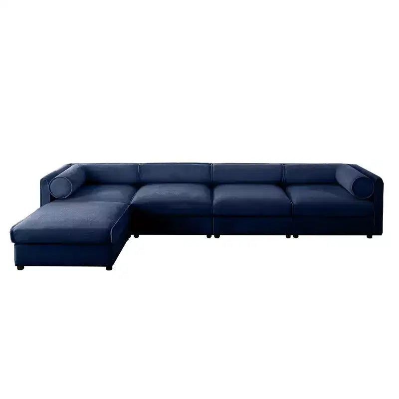Canapé modulable avec rangement, dossier cylindrique et accoudoirs, assise profonde et confortable, durable et offrant un bon soutien pour le salon.